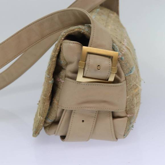 CHANEL Shoulder Bag Tweed Leather Beige CC Auth 77795 - Picture 4 of 16